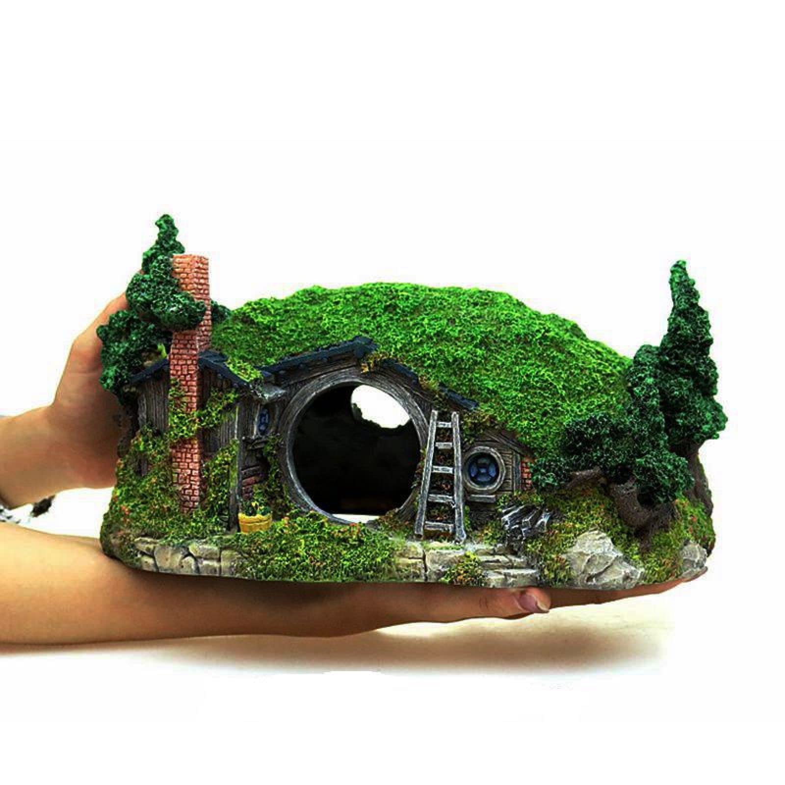 Decorazioni Acquario Arredamento Acquario Arredi per Acquario 28.5 * 18 Cm Acquario Creativo Paesaggistico Castello Resina Casa Hobbit Nascondiglio Casa Decorazione Acquario Casa Sull'Albero