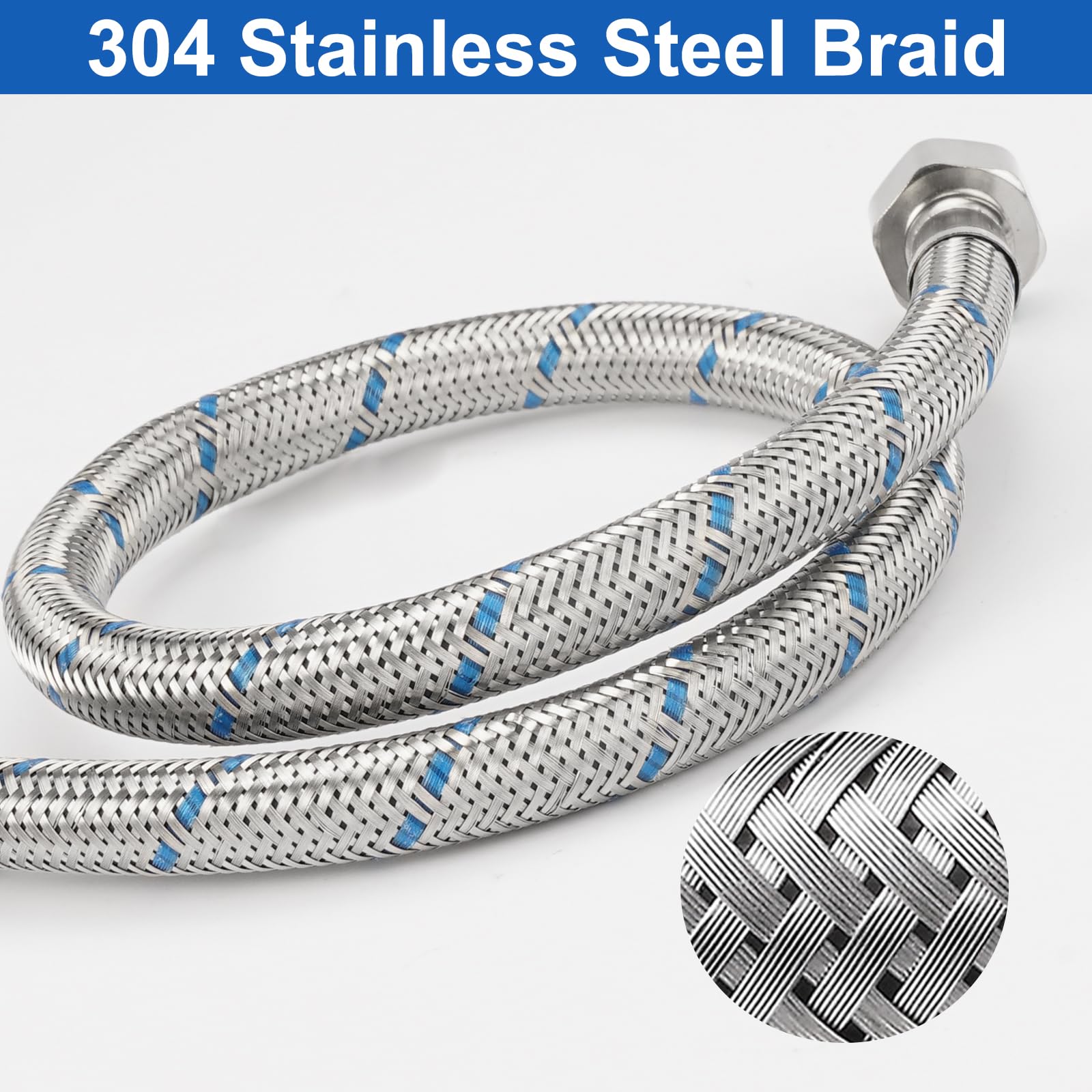 Aansluitslang voor armatuur, G3/8, 80 cm, flexibele slangverlenging, pantserslang met afdichtband, waterkraan, aansluitslang voor mengkraan, 2 stuks