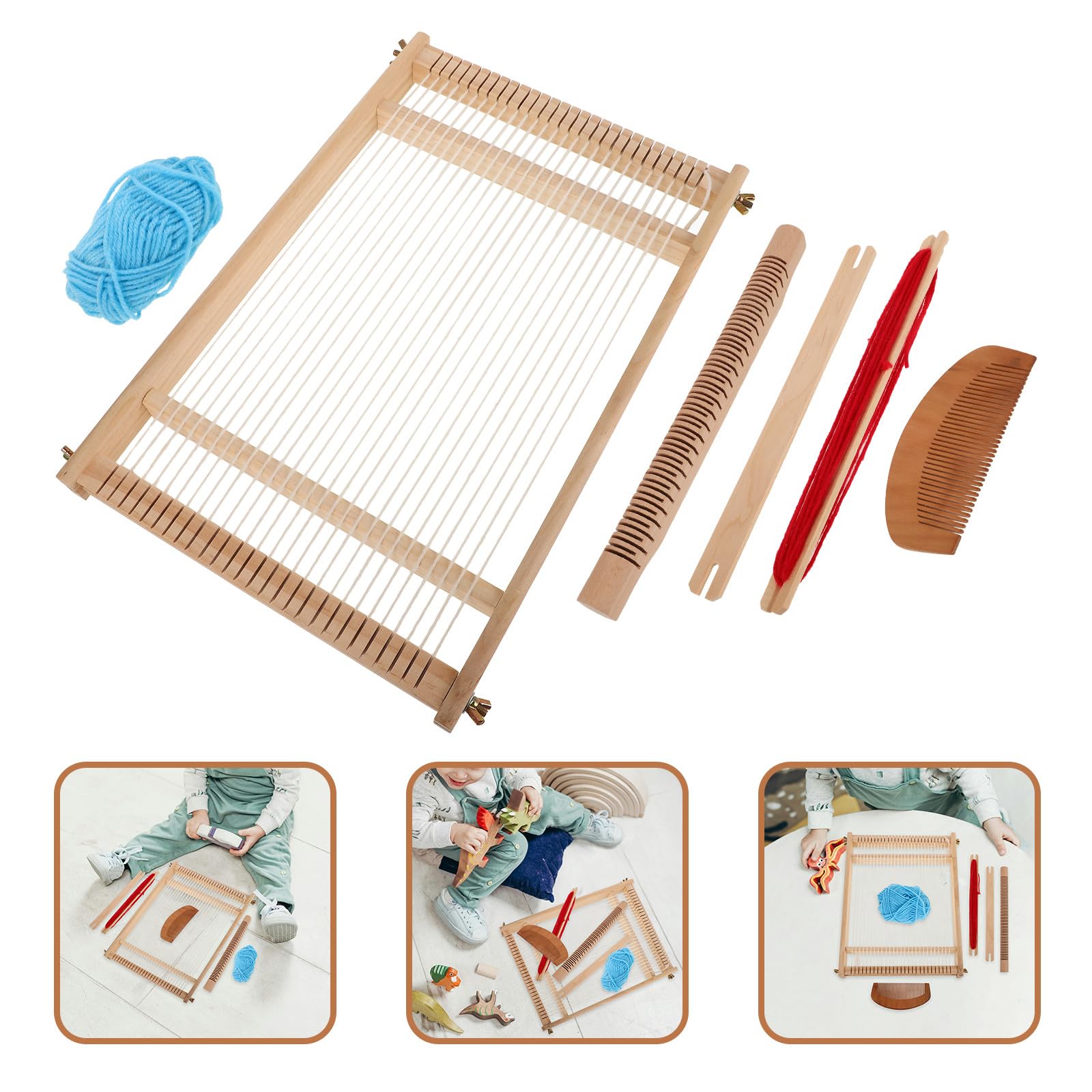 Mobestech Telar de Madera Multifuncional para Tapiz de Pared, Adecuado para Manualidades y Enseñanza DIY a Niños y Principiantes