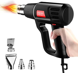 Heat Gun 1500W Hot Air Gun 140℉~1112℉(60℃- 600℃) Variable Temperature Control, Fast Heating, Overload Protection, 4 Nozzles, Suitable for Vinyl Wrap, Crafting, Resin, Shrink PVC