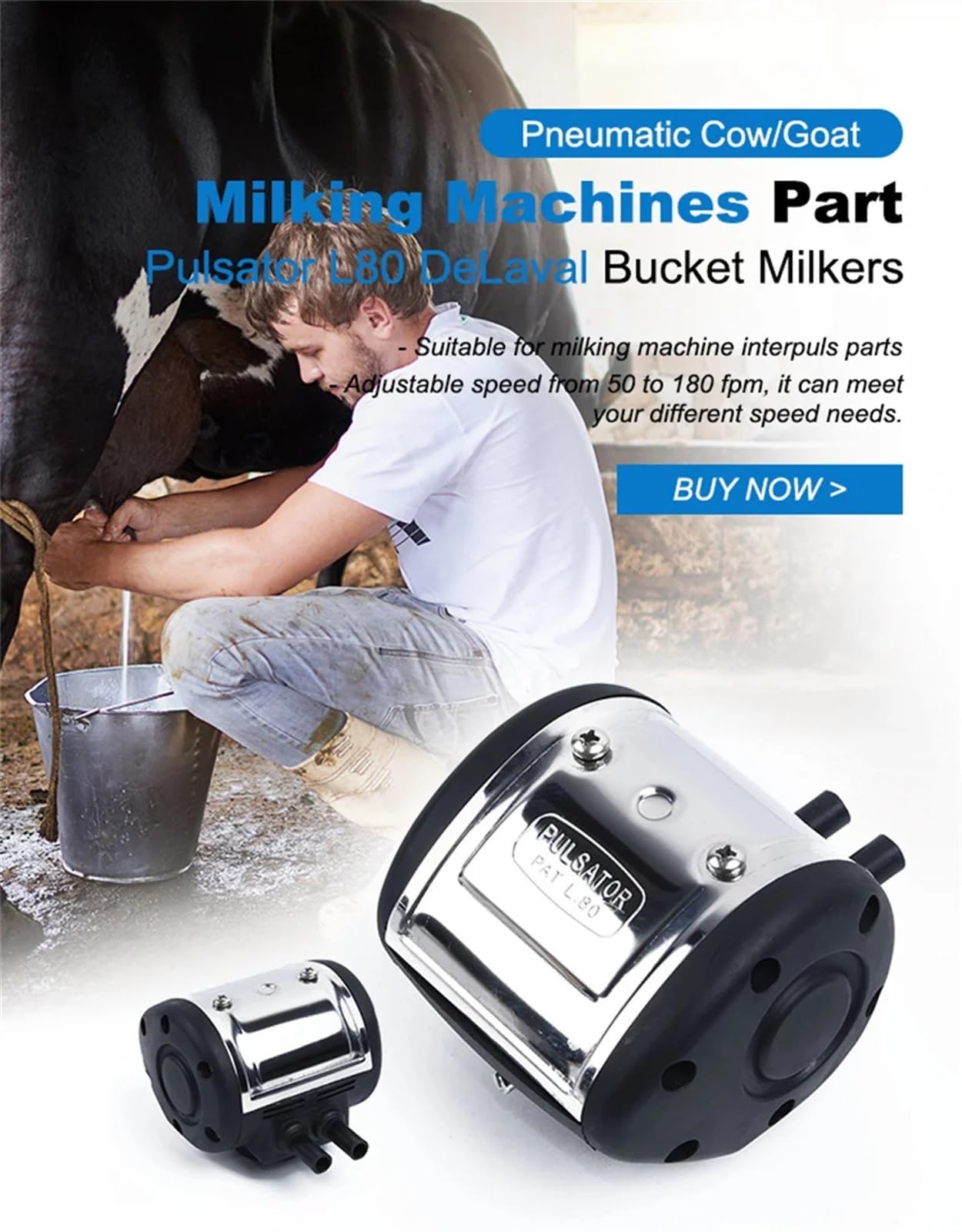 Pulsatore per Mungitura 60/40 Frequenza di Pulsazione Pulsatore di Gas for Bestiame Pulsatore L80 da 50 a 180 pp Regolabile for Mungitrice for Bovini da Mucca Mungitrice