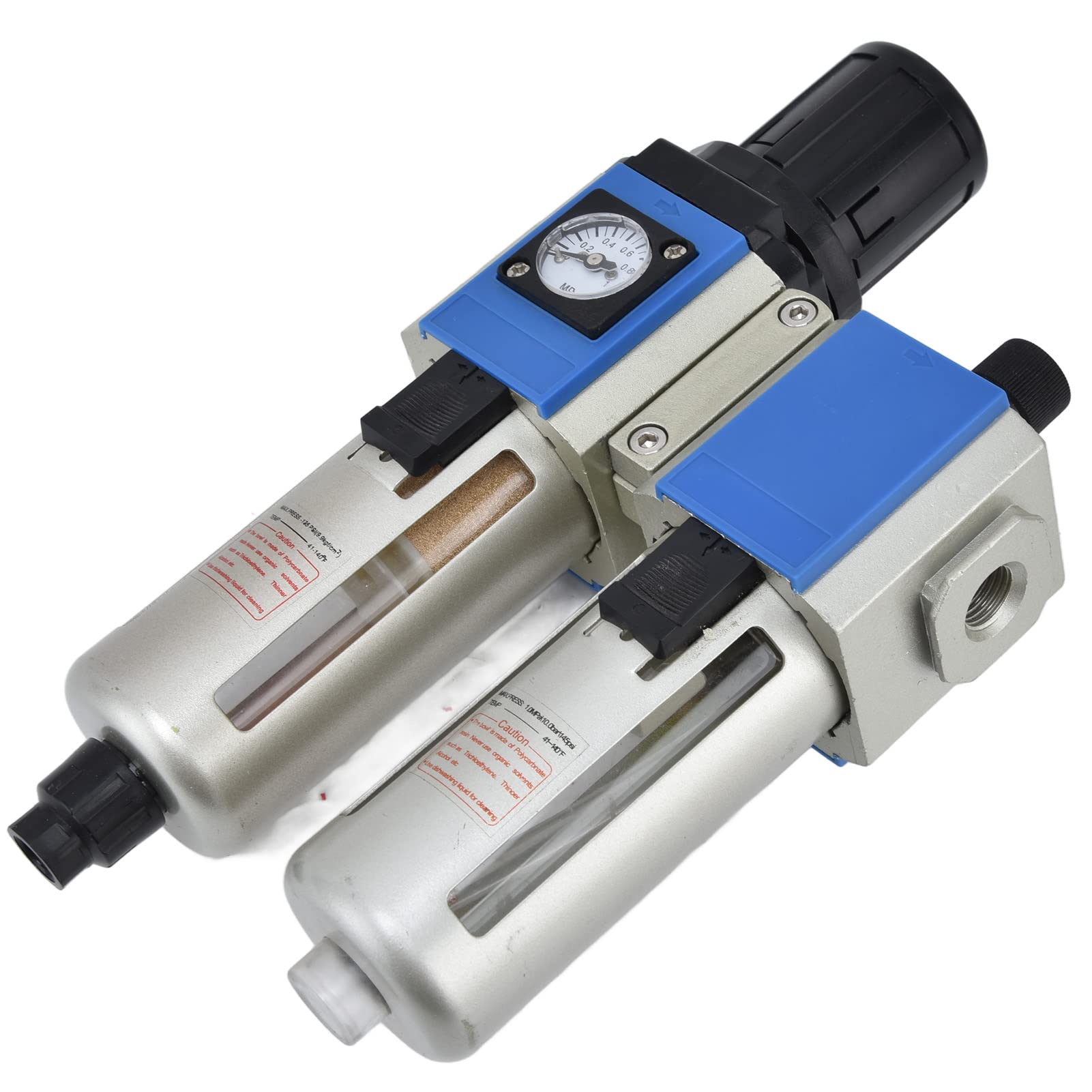 Eujgoov Filtro del Compressore d'aria, Separatore d'acqua Olio in Lega di Alluminio, Regolatore di Pressione Stabile per Attrezzature da Officina (GFC300-08)