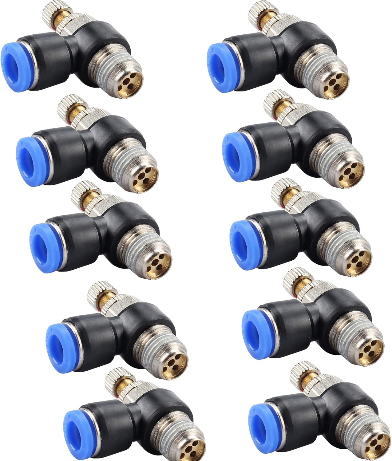 SEIWEI Pneumatic Push to Connect Air Flow Control Valve Push to Connect Fittings Quick Connect Pneumatic Throttle Valve(SL8-01, 10 Pcs)