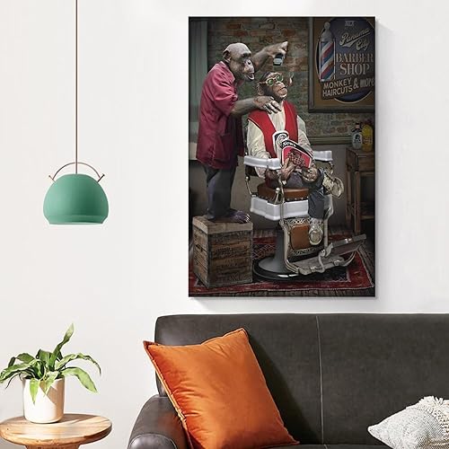 Miniatura 4 de Aimeryup Póster enmarcado de cortes de pelo de mono para decoración de pared, baño, lienzo, impresiones artísticas sin marco, 24 x 36 pulgadas (23.6