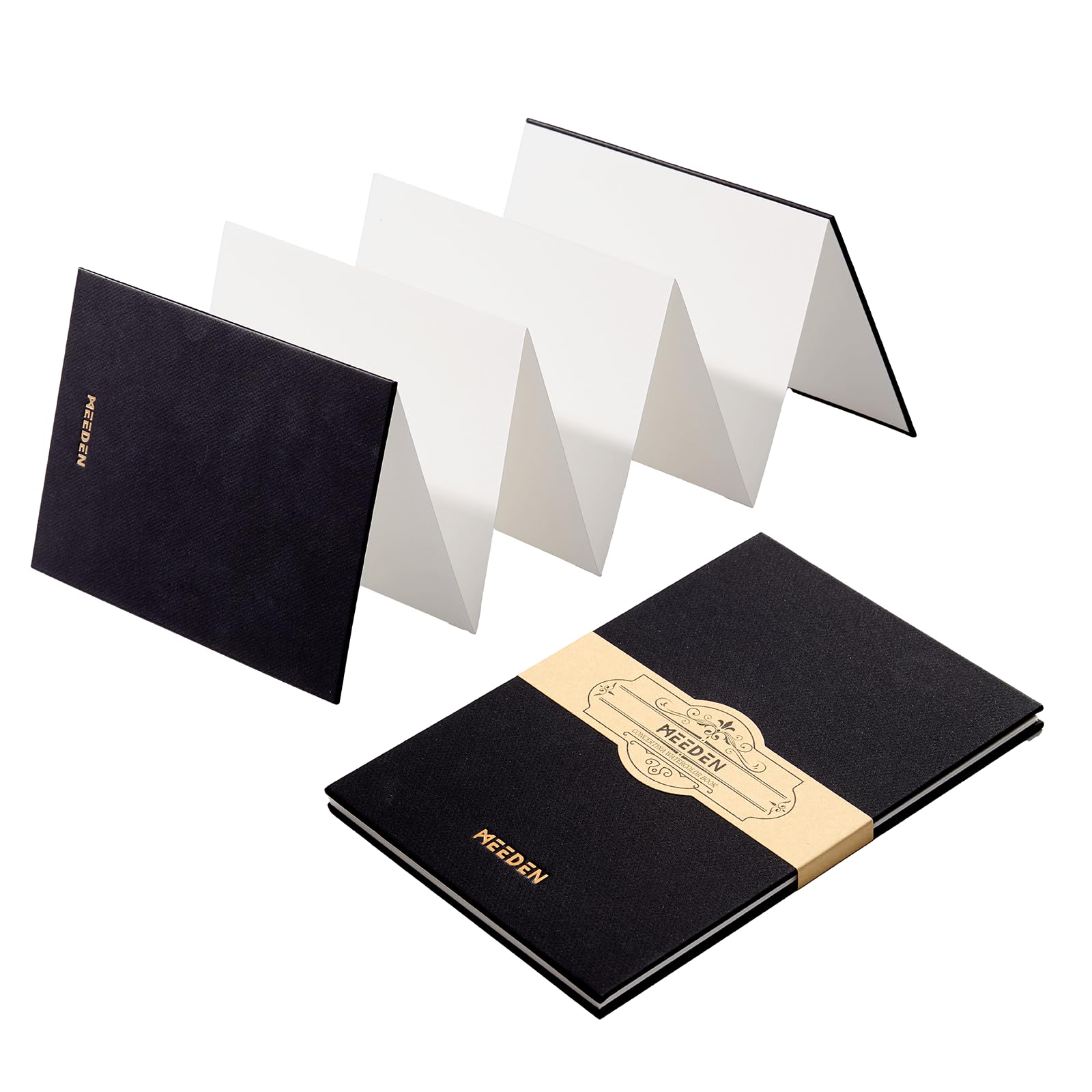 MEEDEN Portable Watercolor Paper Sketchbook - 140lb/300gsm Accordion Sketchbook Acid-Free - 100% Cotton Concertina Water Color Journal Book for Wet/Dry Techniques & Travel, Cold Press