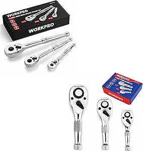 WORKPRO 22-Piece Socket Set With 3-in-1 Ratchet Handle, 1/4, 3/8, 1/2 - Foto 3