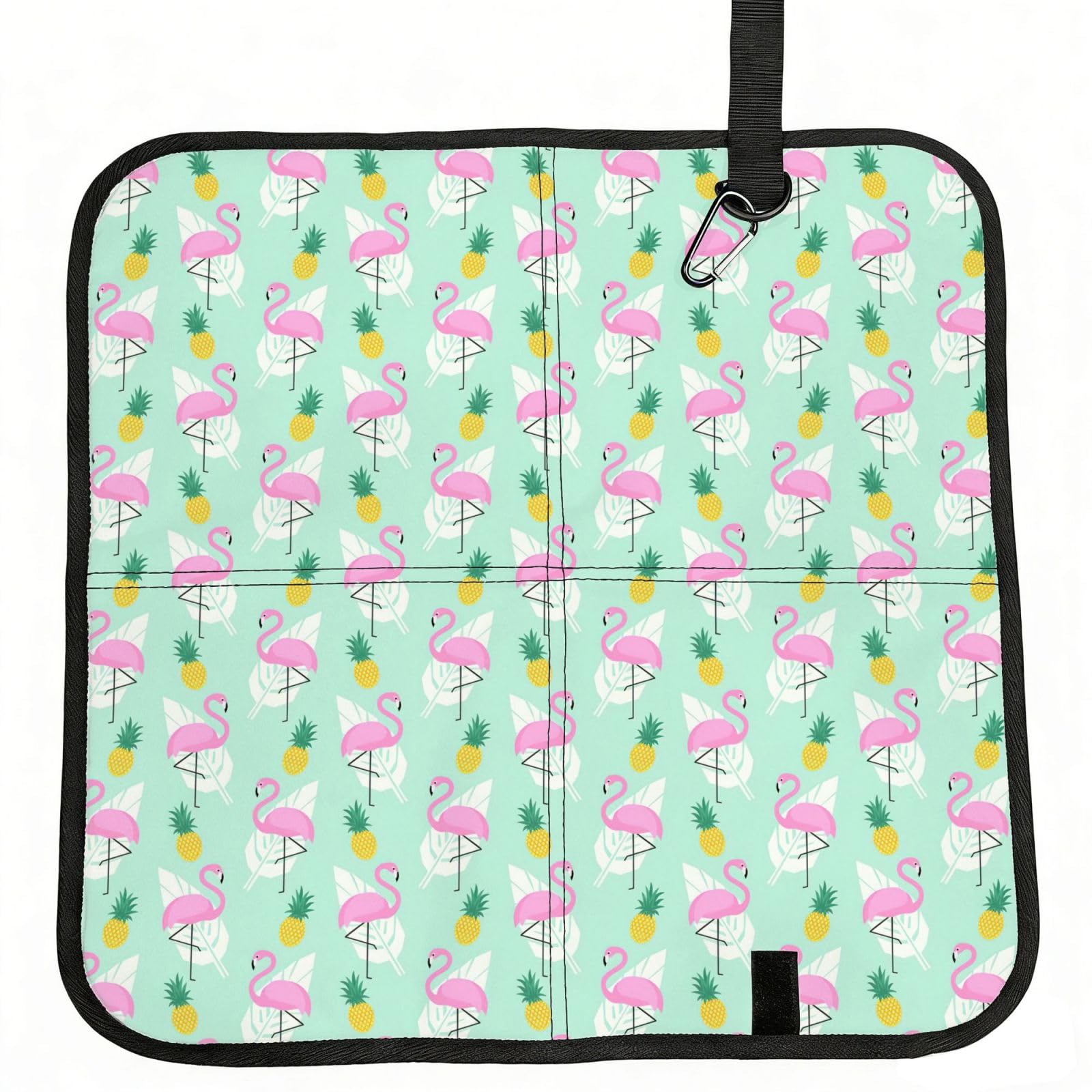 SDEGTHO pink flamingo pineapples Printed Foldable Seat Pad with Closure, Lightweight Cushion for Airplane Travel Camping