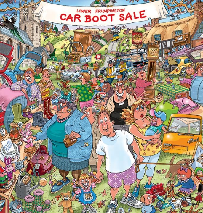 Jumbo, Wasgij, Retro Original 35 - Car Boot Capers!, Unique Collectable Jigsaw Puzzles for Adults, 1,000 Piece