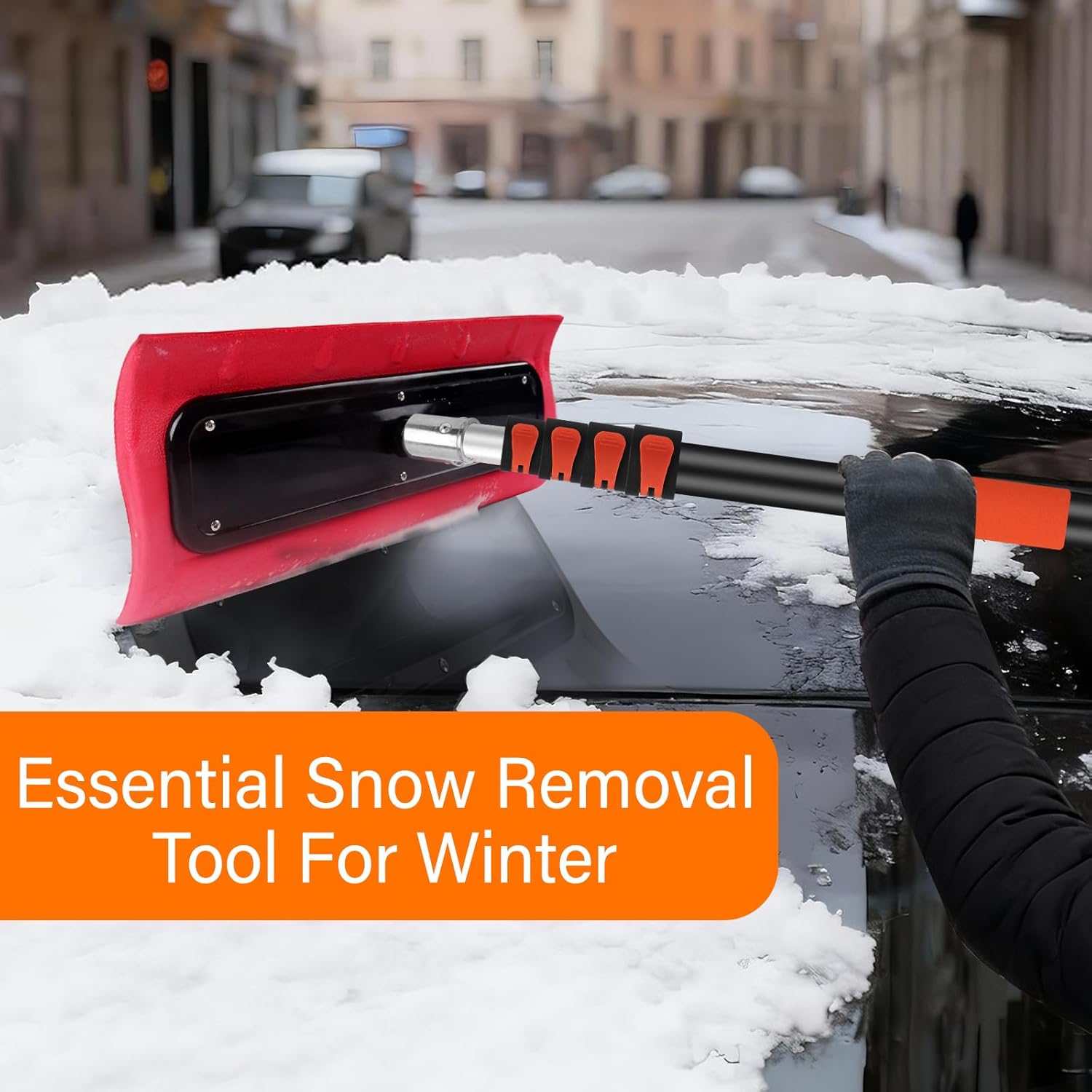 20 FT Telescoping Roof Rakes for Snow Removal (Up to 26 Ft Standing Reach) | S-Shape Scratch-Free Snow Shovel Tool for House Roof, Solar Panels, Metal Roof, & Car