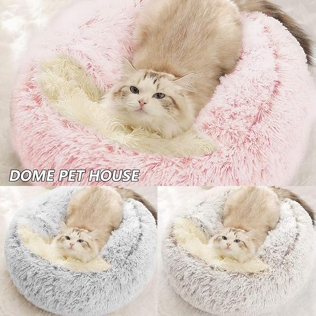 Foto 4 de 8 de Cama para gatos, de felpa suave, con forma de cueva; casa para gatos en interiores y cojín para dormir