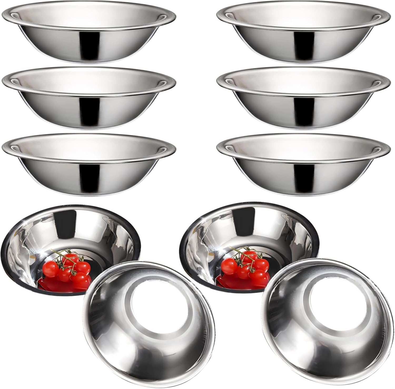 Mixing Bowls Multipurpose 10 Pcs, Prep Bowls Rust-Resistant, Stainless Steel Bowls, Wide Rims With Seamless Edges, Serving And Baking Tasks Ideal, 6.9×6.9×1.8
