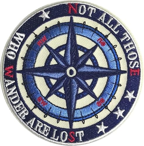 PatchClub Not All Those Who Wander are Lost Patch - 3.5 inches, Compass Hiking Adventure Outdoor Patch - Cool Embroidered Patch (Hook&Loop)