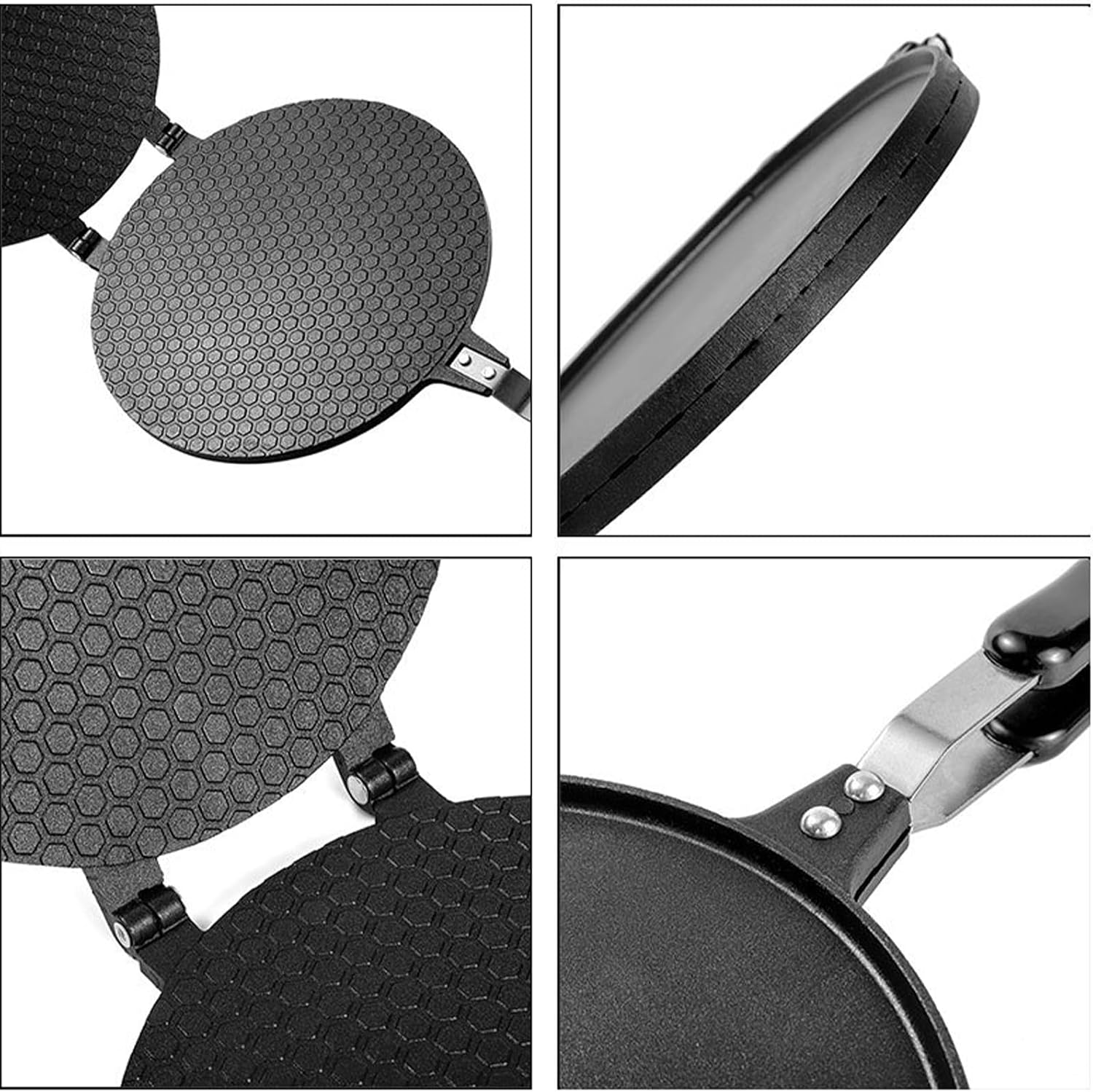 Waffle Cone Iron Maker, Non-Stick Ice Cream Cone Machine, 8.7 Inch Commercial Egg Roll Pan for Gas Stoves Home Kids with Anti-Scald Handle Hook