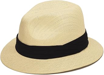FORBUSITE Staw Panama Fedora Hat for Men Women with Short Brim