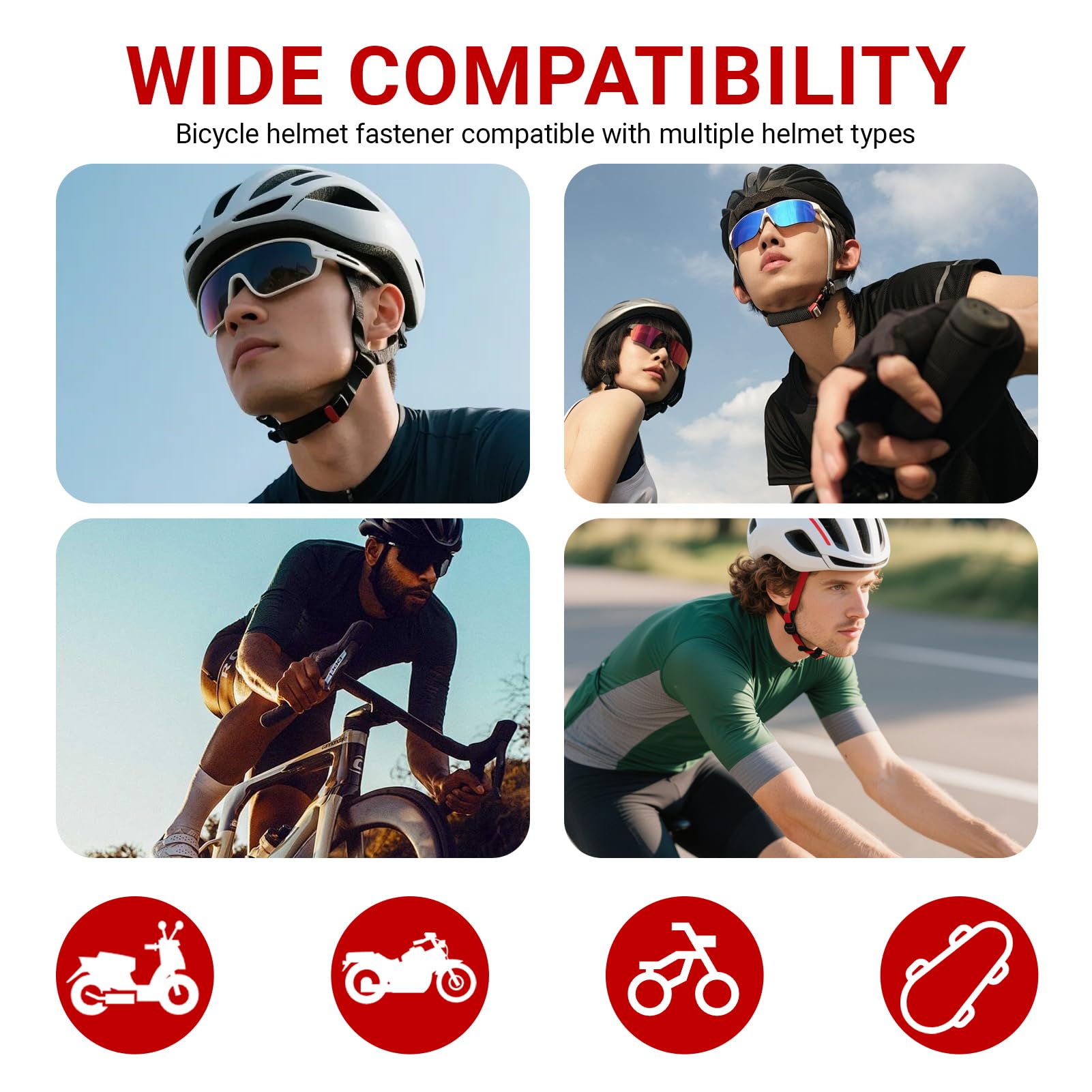 4 Juego de Clips de Barbilla de Casco,Cierres para Casco de Bicicleta, Clip de Barbilla, Cierre de Conector,Compatible con Casco de Bicicleta Y Casco Abus