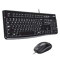 Logitech MK120 Kit Tastiera e Mouse Cablati, Layout Svizzero ‎QWERTZ, Nero