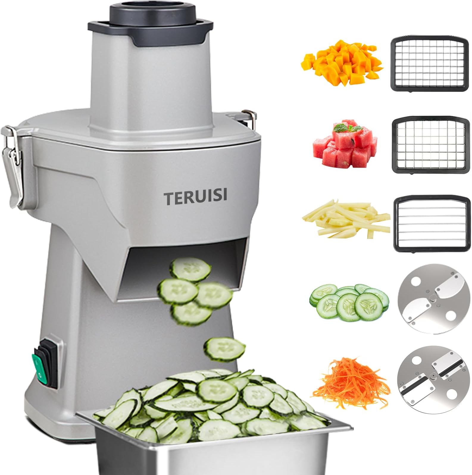 4-In-1 Electric Vegetable Chopper, 200W Vegetable Slicer Food Processor, Veggie Food Cutter With Slicing Shredding Dicing And Striping Function For Commercial Home Use