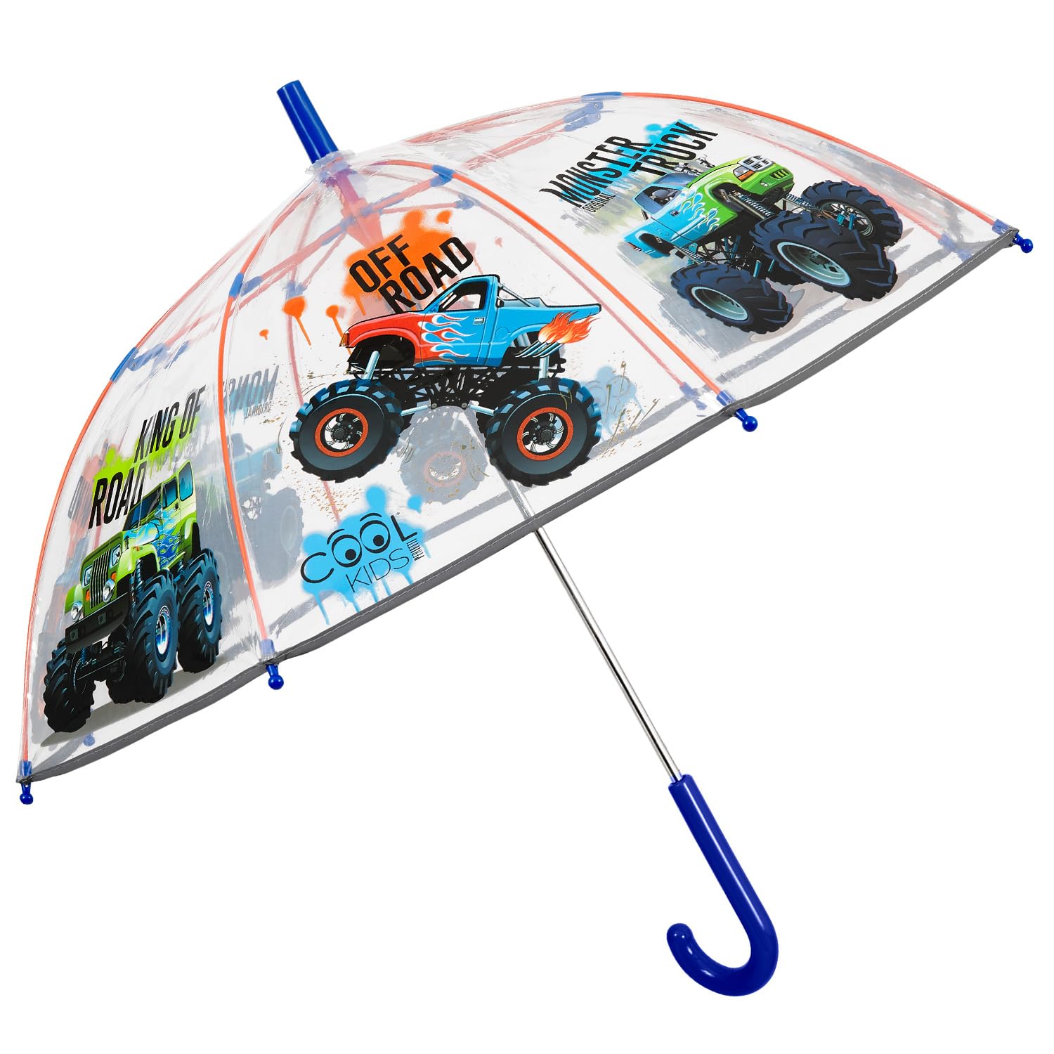 PERLETTI Ombrello Bambini Trasparente 3 4 5 Anni - Ombrello Pioggia Lungo Bambino Bambina a Cupola Antivento - Ombrellino Bimbo Asilo Resistente con Apertura di Sicurezza - Diametro 64 cm