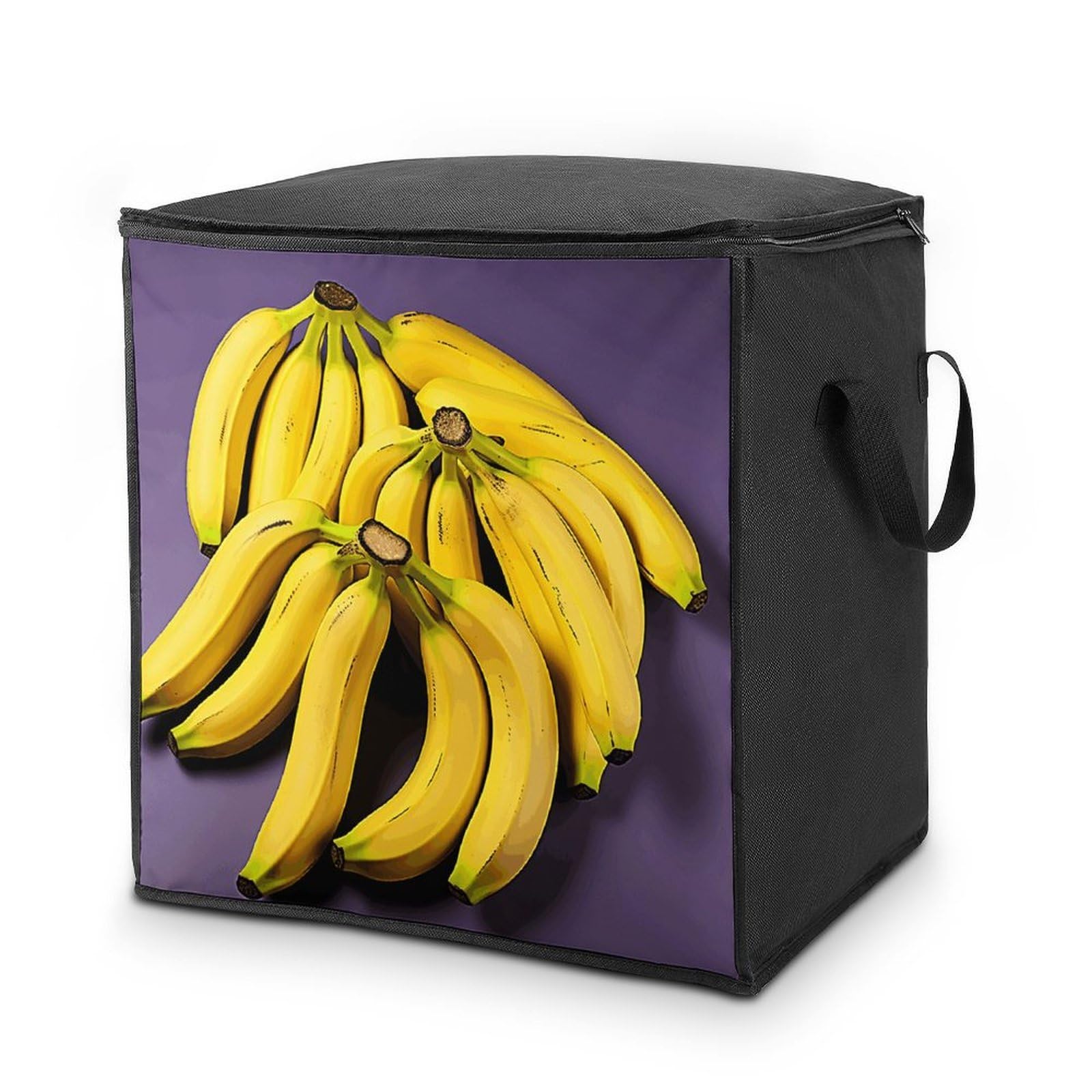 Unique Banana Fruit Storage Bags Comforter Quilt Blanket Clothes with Zipper & Handles Easy to Fit King Size Comforter Set Closet Under Bed Organizer for Dorm Pillows Bedding 70L