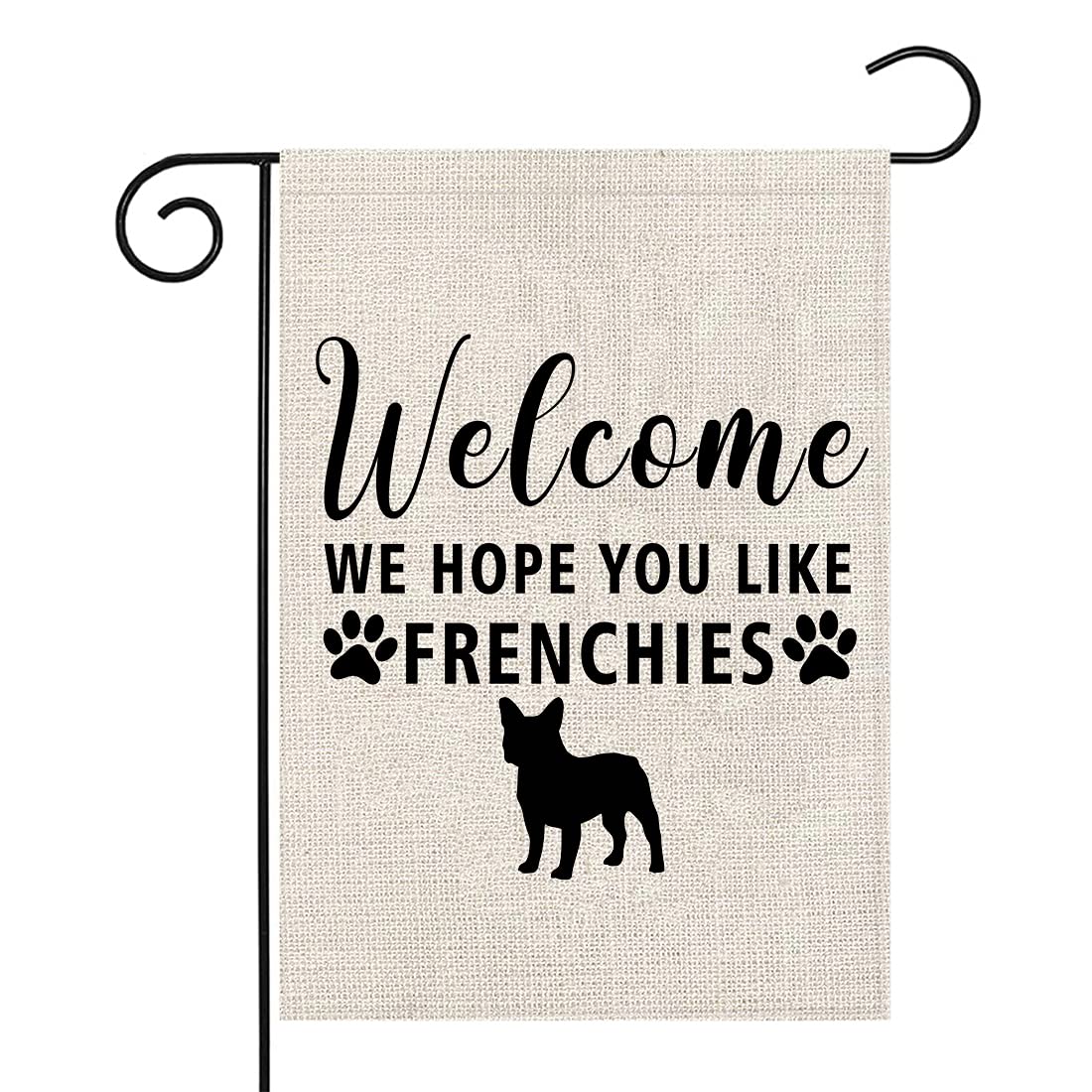 PWHAOO Frenchie Garden Flag French Bulldog Flag Welcome We Hope You Like Frenchies Garden Flag (Like Frenchies F)