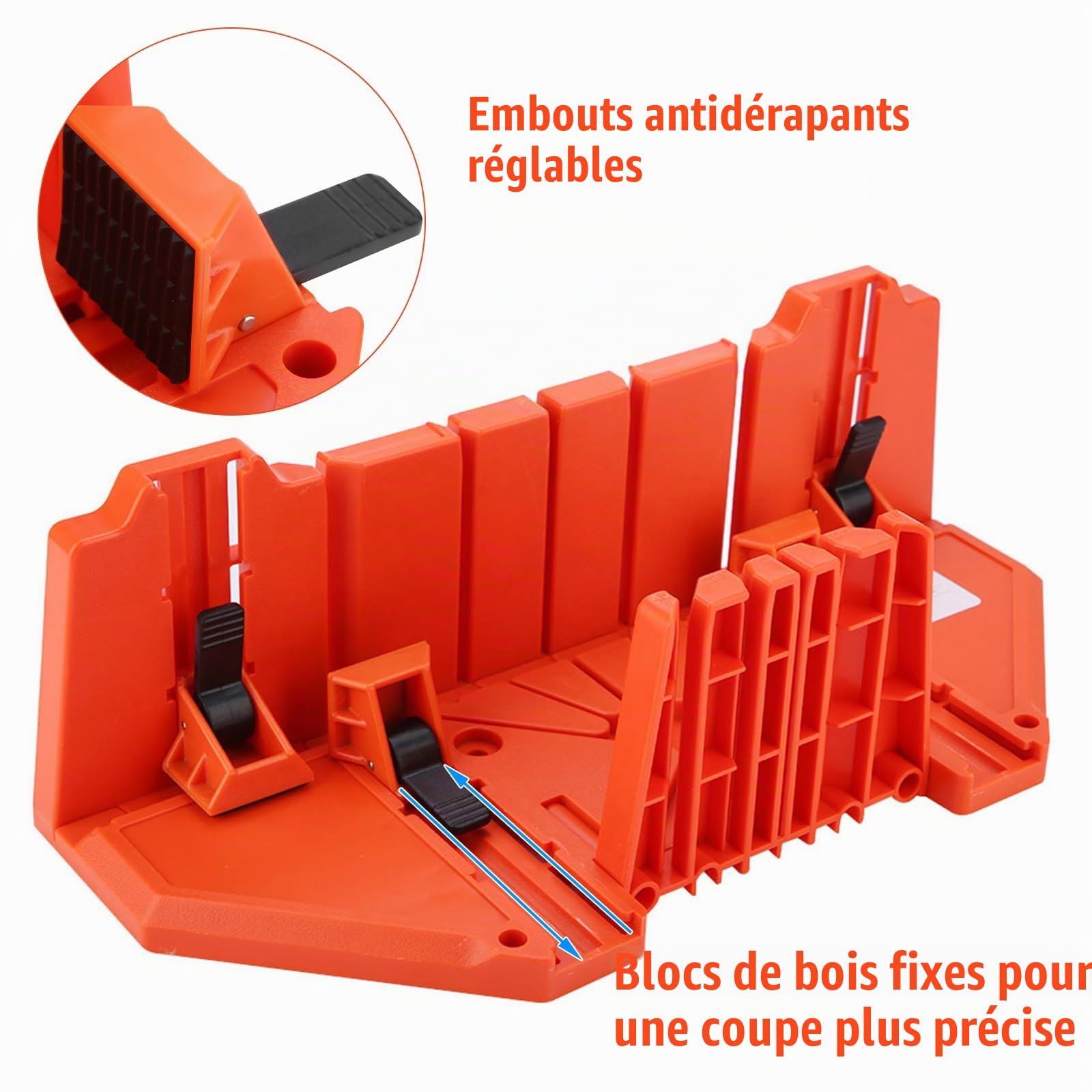 GAESHOW Boîte à onglets en plastique, outil de coupe, 35,5 cm, avec pince, outil de matériel, scie à main pour travaux architecturaux, coupe du bois et artisans
