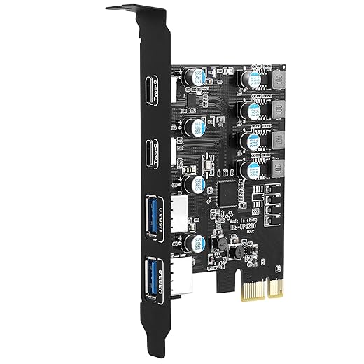 Sinefine 4 Ports PCI-E to USB 3.0 Expansion Card (2 USB Type-A and 2 USB Type-C Ports), Internal Converter PCI Express Expansion Card for Desktop PC Card