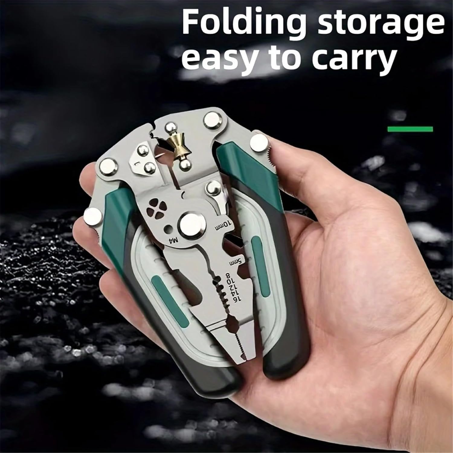 1PCS Collapsible Wire Stripping Pliers Multi Function Electrician Tool with Crimping, Cutting, and Wrench Features, Compact Foldable Design for Easy Storage