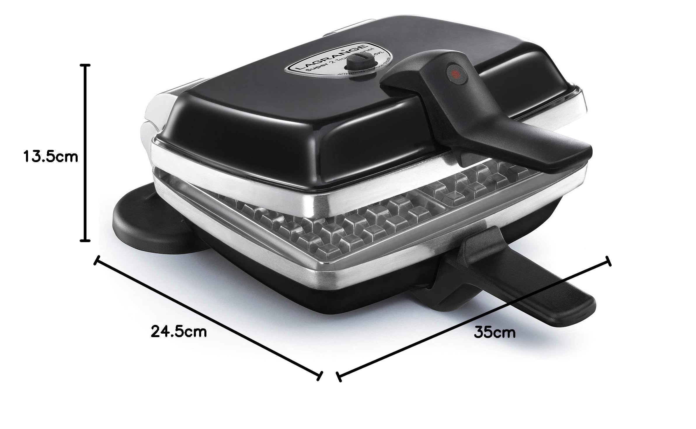 LAGRANGE Gaufrier Super2 Traditionnel, 1000W, 1 jeu de plaques inclus (Gaufre), Fabriqué en France, Réversible sur son socle, Plaques amovibles, Multifonction, 039121