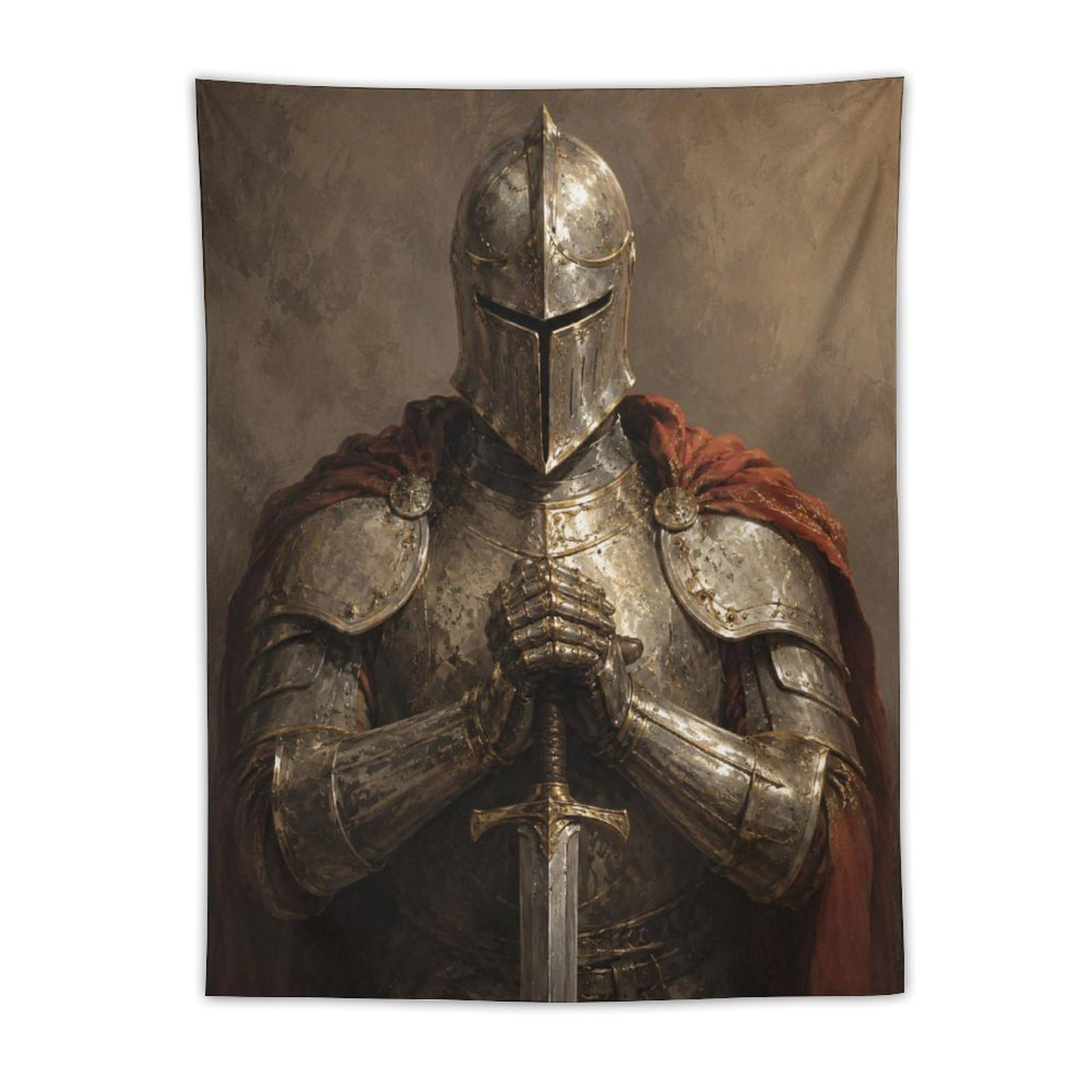 W7C8U2X3 Medieval Knight Sword Portrait Wall Tapestry, Reading Corner