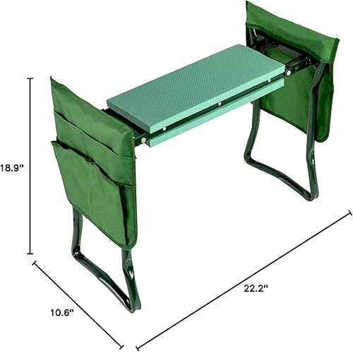 Miniatura 2 de YIROCK AUSOLE - Rodillera y asiento de jardín que contiene 2 bolsas de herramientas, taburete plegable con almohadilla de rodillas de EVA, asiento