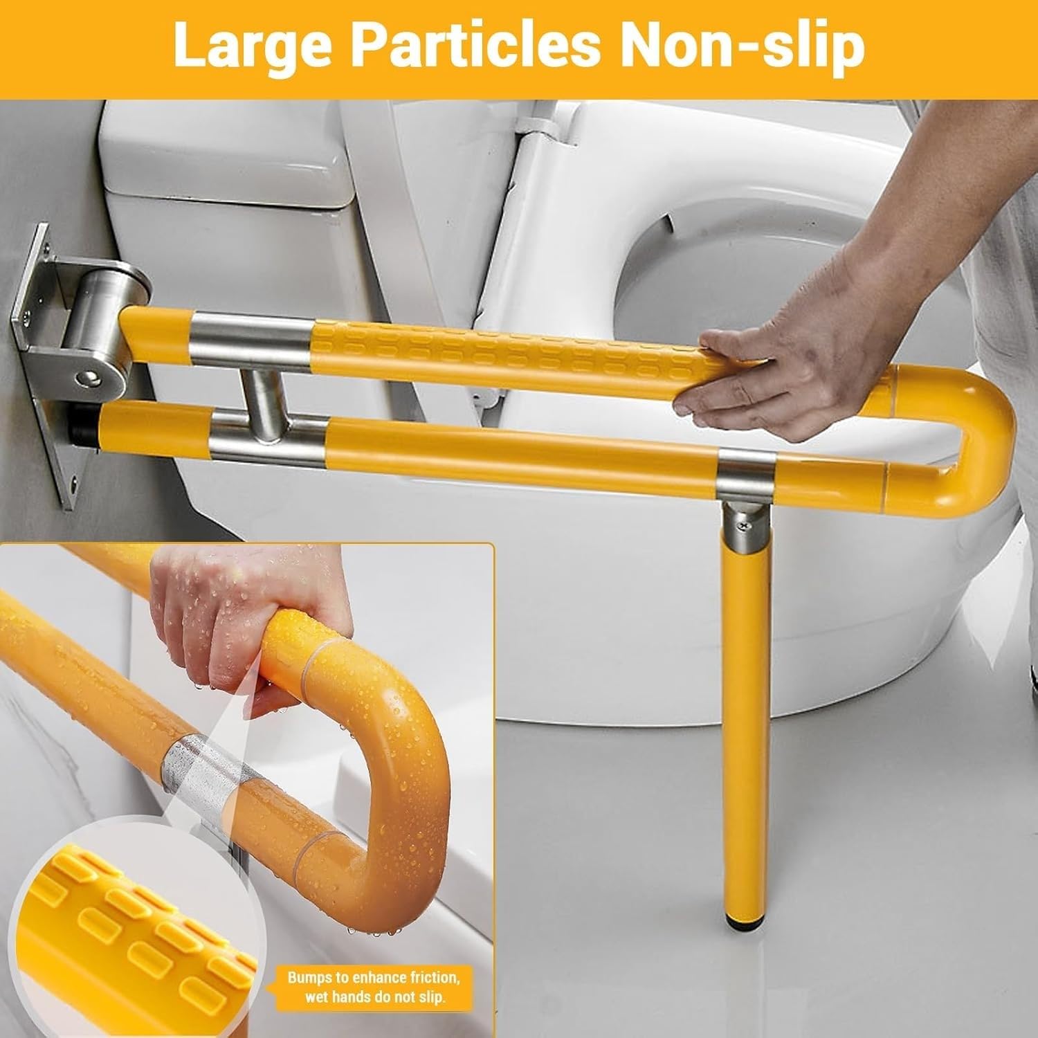 Asa De Seguridad para Baño,Barra De Apoyo para Inodoro,Barra Abatible Inoxidable Adaptado A Personas Mayores Y con Minusvalías Agarraderas Asidero Plegable Resistencia Al Deslizamiento 75CM
