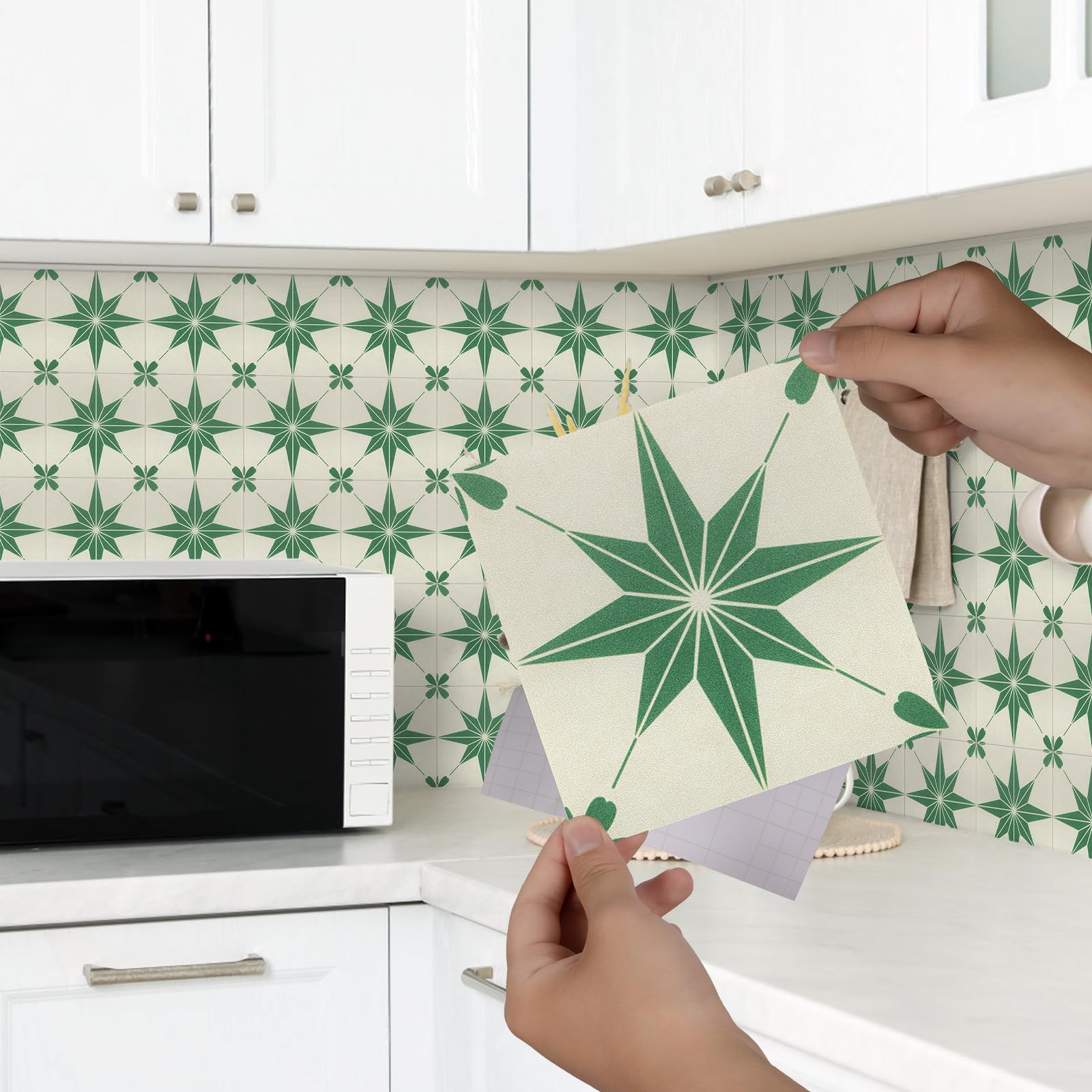 Kitchen Backsplash Mosaic, Green Peel And Stick Backsplash, Custom Size Tile Stickers Bathroom - UK