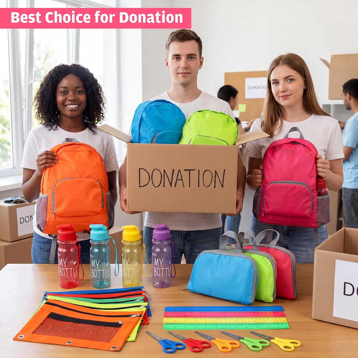 24 Sets Bulk Backpacks with School Supplies Donation Kit, Basic image 4
