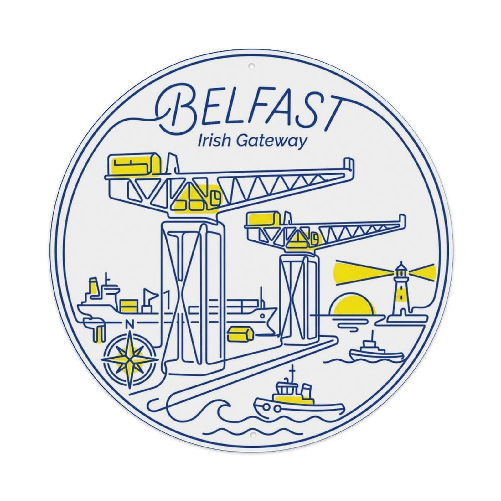 Vintage Travel Belfast Ireland Notion Metal Tin Sign