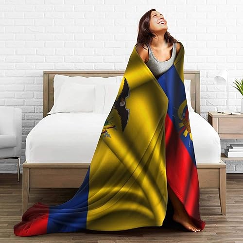 Miniatura 5 de Manta de franela estampada con bandera de Ecuador de 60 x 50 pulgadas, antibolitas, para cama, sofá, sala de estar, dormitorio
