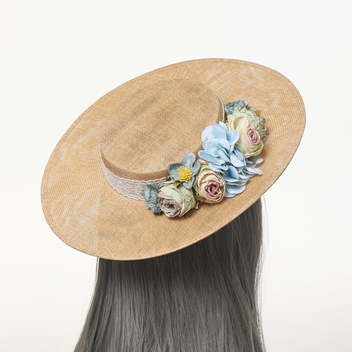 COSDREAMER Womens Victorian Hat Vintage Tea Party Sun Hat Flat - Image 4