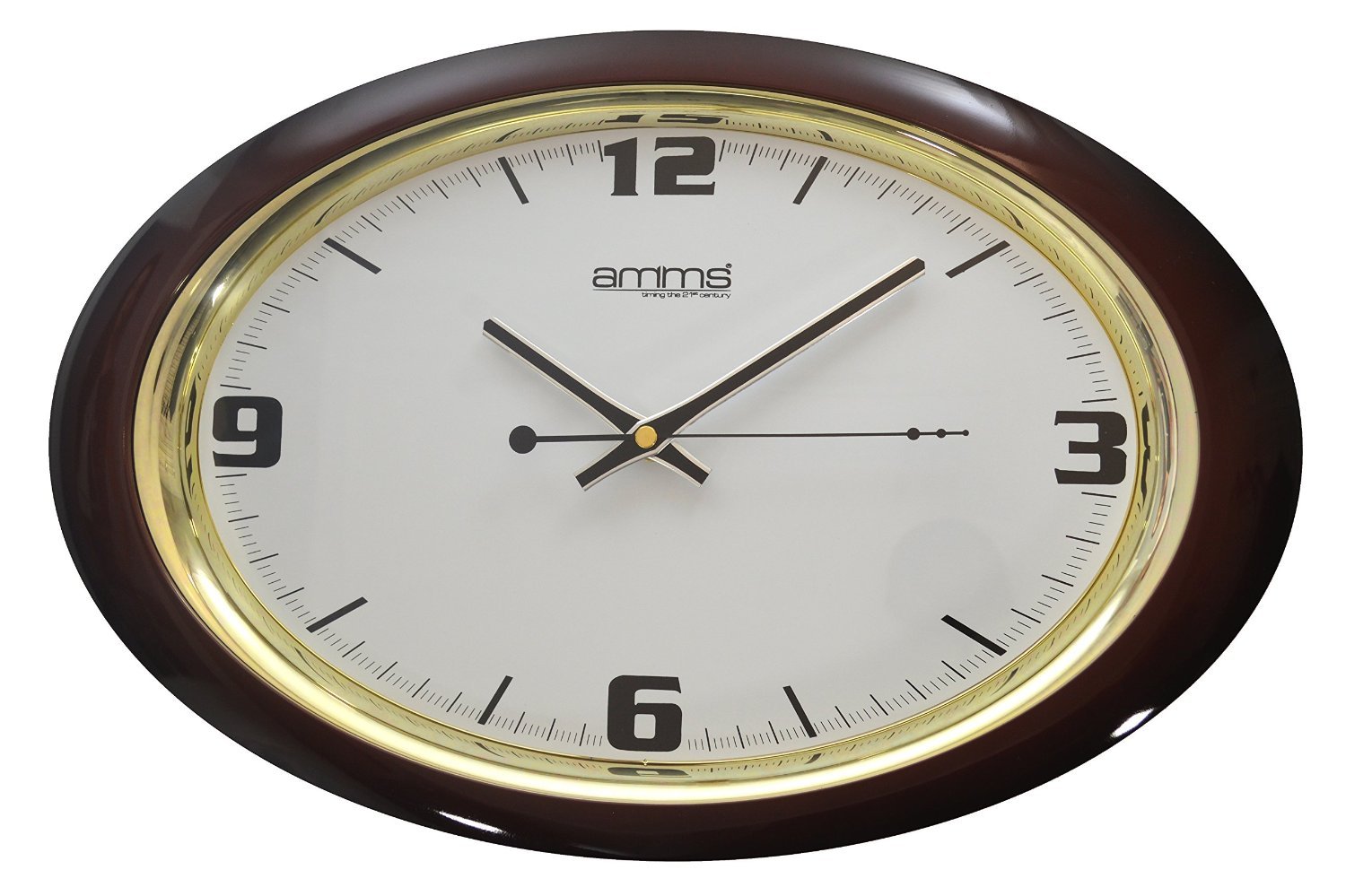 Brown Bold Oval Case Arabic Numerals Quartz Wall Clock Gd121074