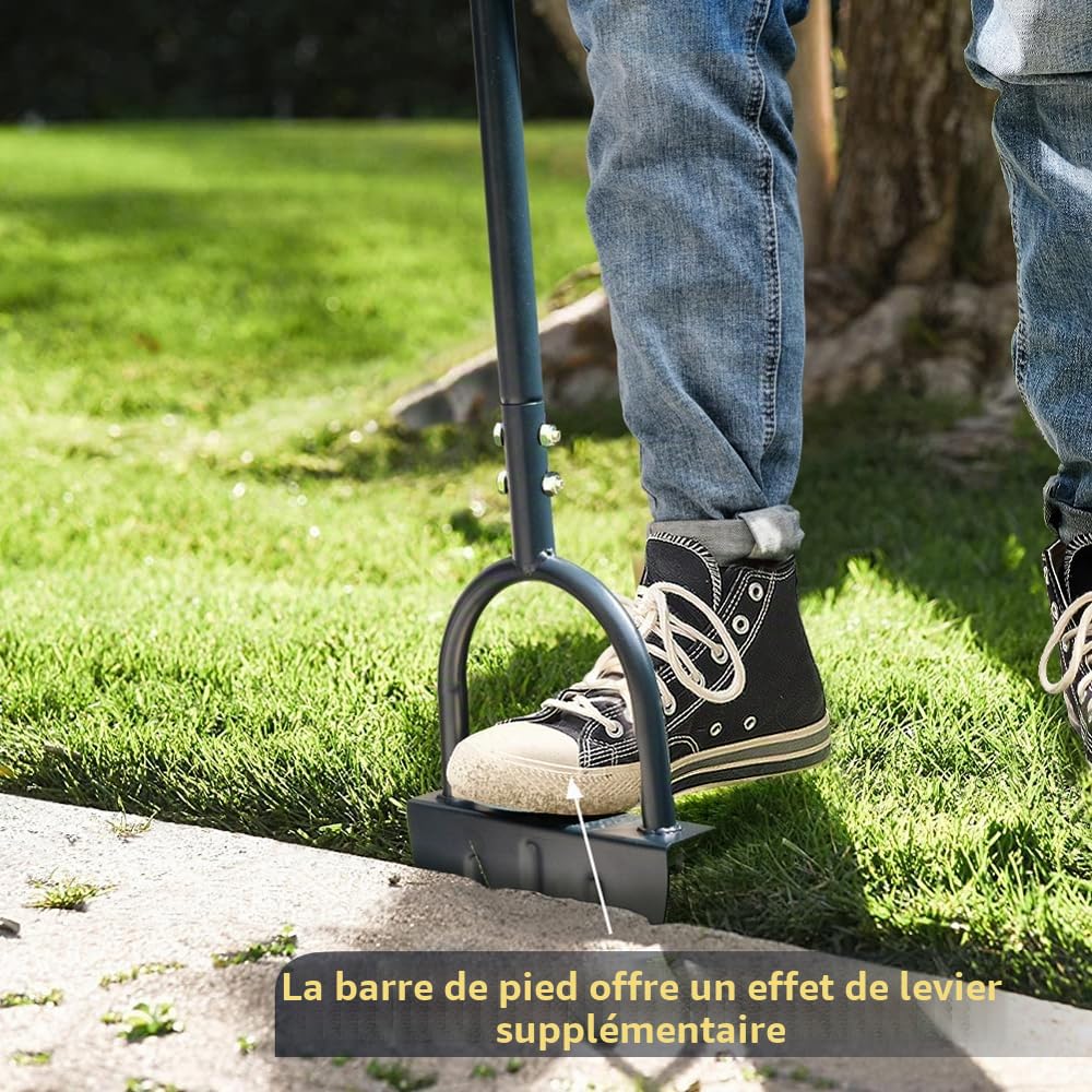 Colwelt Outil de bordure de pelouse à dents de scie 96 cm, poignée en T, demi-lune, outils de bordure à long manche pour bordure de pelouse