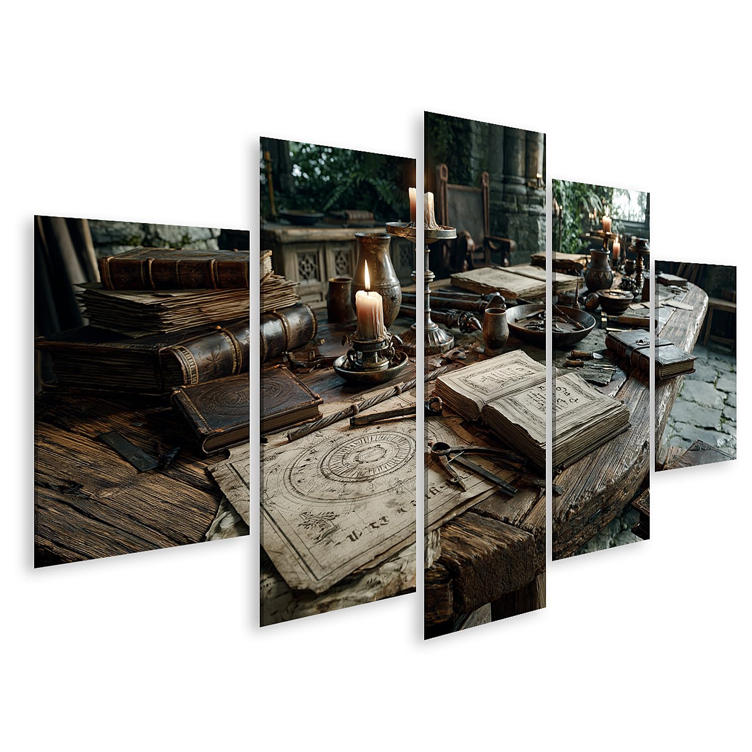 islandburner Quadro su tela storico medievale, decorazione da tavolo per soggiorno, per gli amanti della storia, 5 pezzi