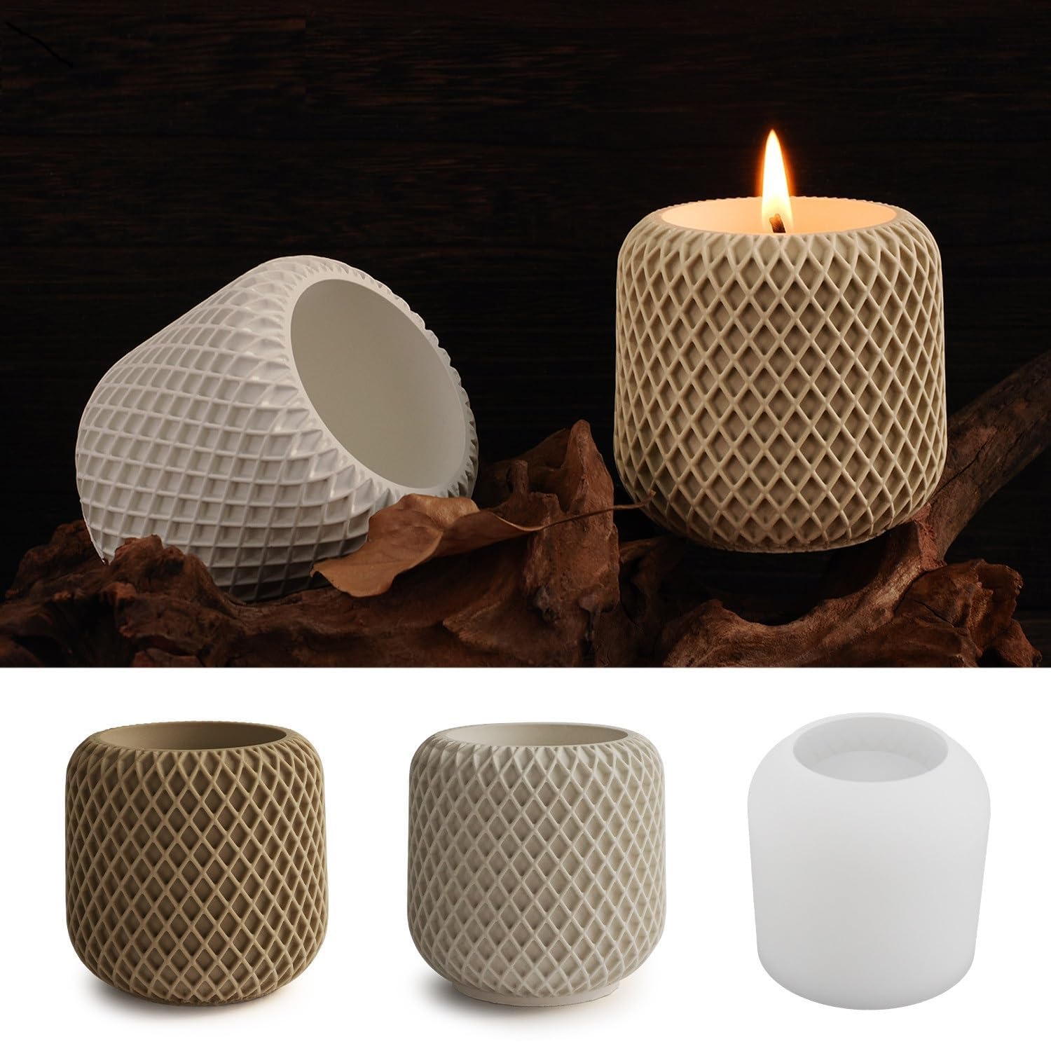 BRIGHTAIL INFRA Silicon Candle Jar Molds Storage Vessels Pot Molds Concrete Candle Holder Flower Pot Mold Epoxy Resin Gypsum Clay Jesmonite Eco Resin Craft Silicone Mold (BI-JM2)-image-1