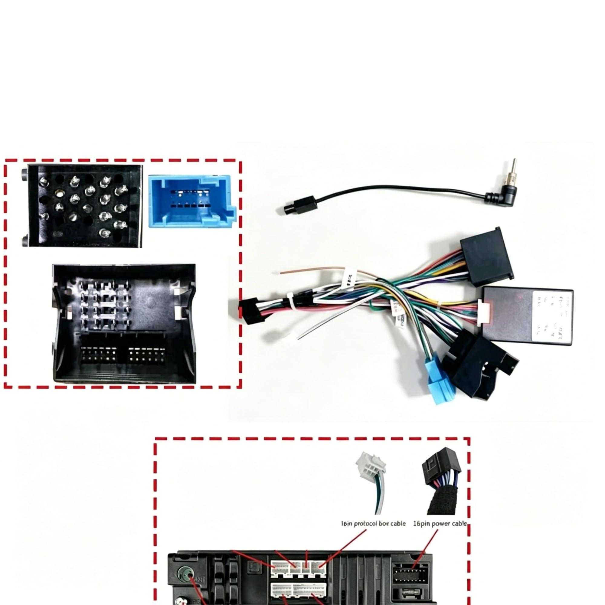 Mascherine Telaio Per BMW E46 E39 E53 X5 Serie 3/5 Cablaggio Cavi Autoradio DVD 16 PIN Cavo Di Alimentazione Canbus Box Decoder Radio Fascia