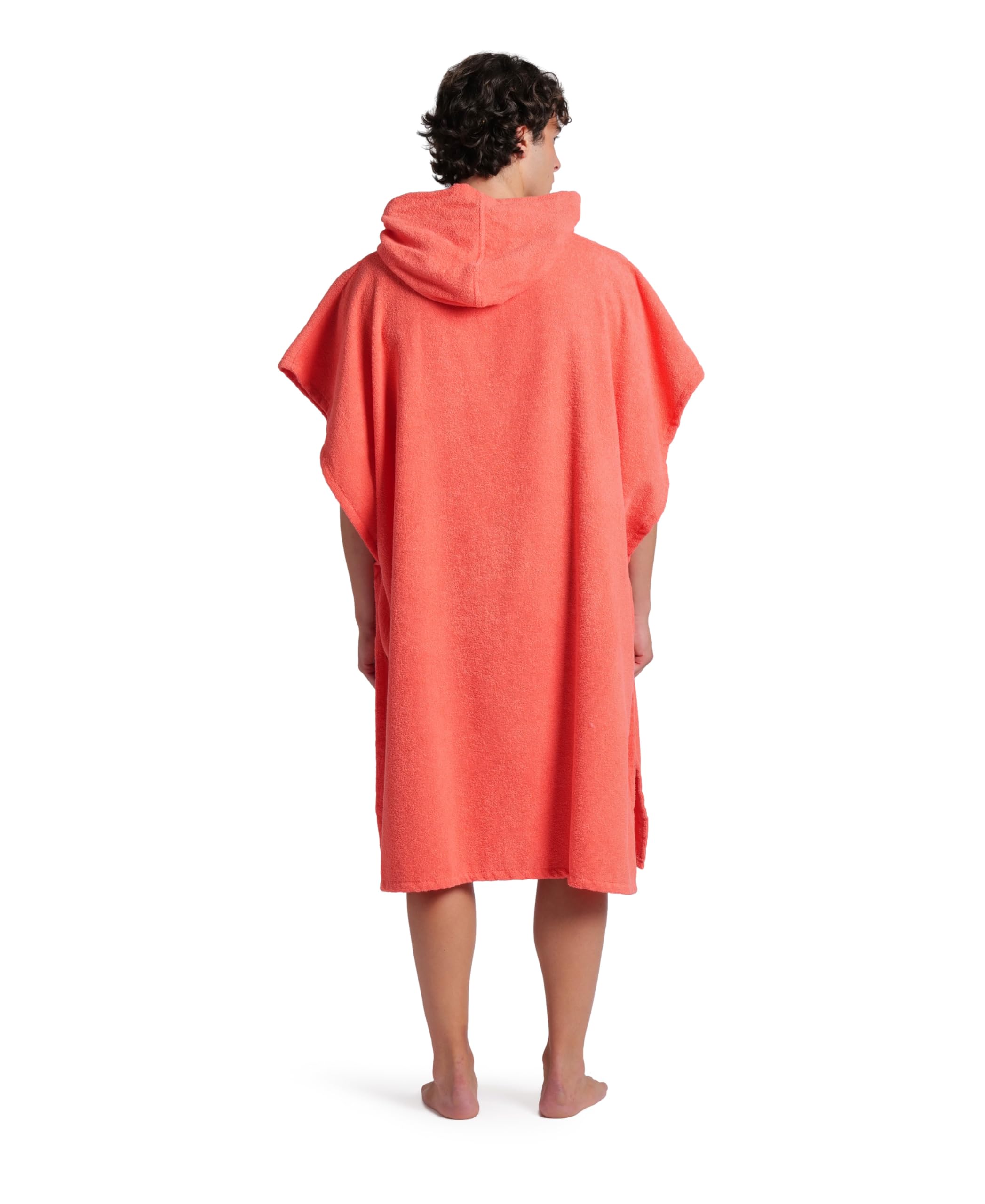Poncho De Plage Arena Unisexe En Coton Doux – Capuche Et Poche – Taille S-M – Parfait Pour Piscine, Surf, Voyage (Corail/Blanc)