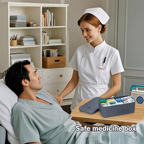 Miniatura 3 de Caja de bloqueo de medicamentos, pequeña caja de almacenamiento con cerradura con código de combinación para teléfono, seguro para medicamentos,