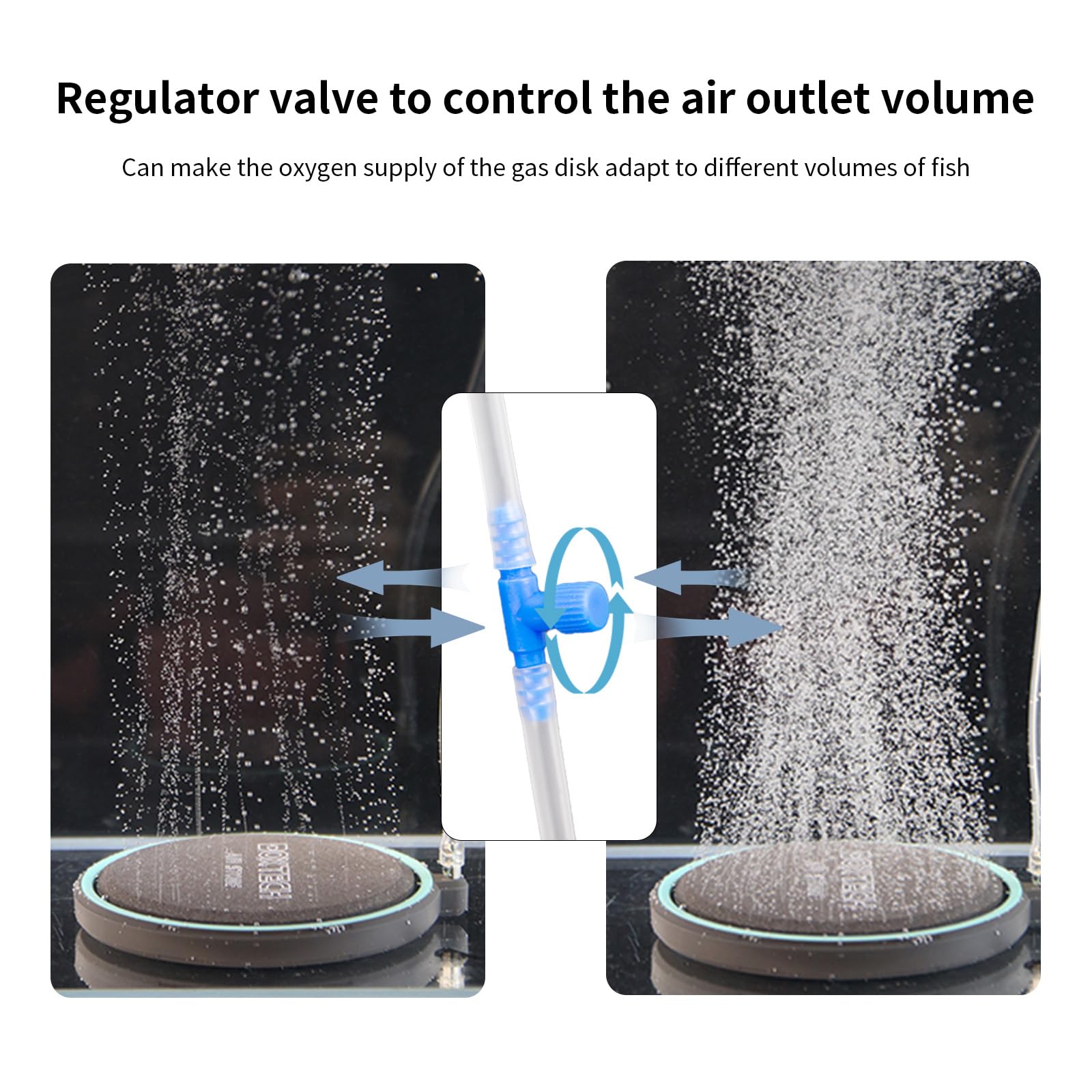 boxtech Bulle de poisson pour aquarium, aérateur d'oxygène dissous de 10,2 cm, kit de pierres à air pour aquarium avec tube d'air et accessoires de clapet anti-retour (sans pompe à air)