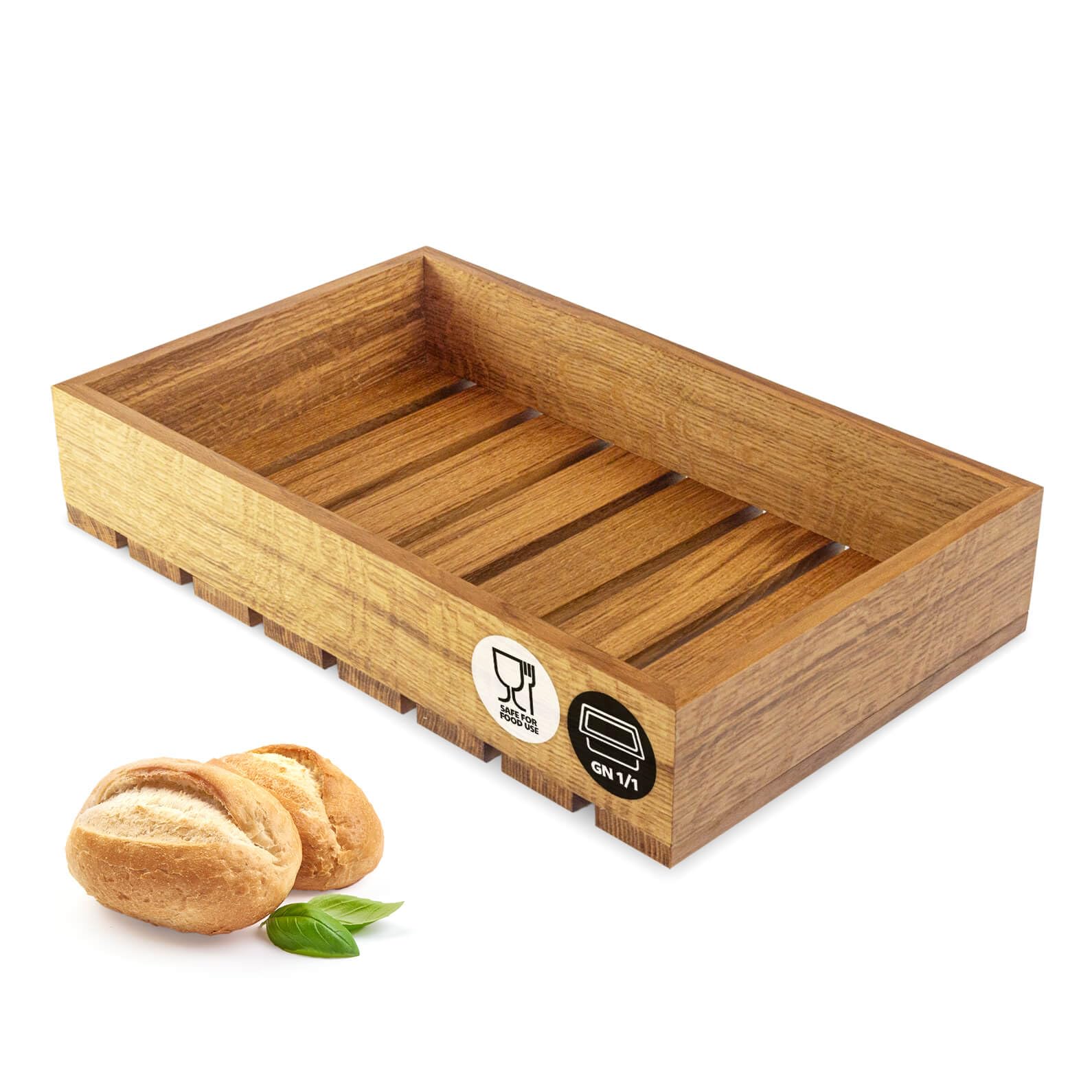 Elegancki kosz ekspozycyjny do chleba | 530 x 325 - GN 1/1 | Pojemnik na pieczywo, Koszyk na chleb, Ekspozytor do bułek, Taca do wypieków, Prezenter do wyrobów piekarniczych - skrzynka