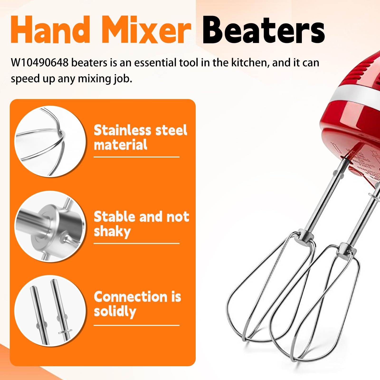 Hand Mixer Beaters Attachments for Kitchenaid Stainless Steel - Image 6