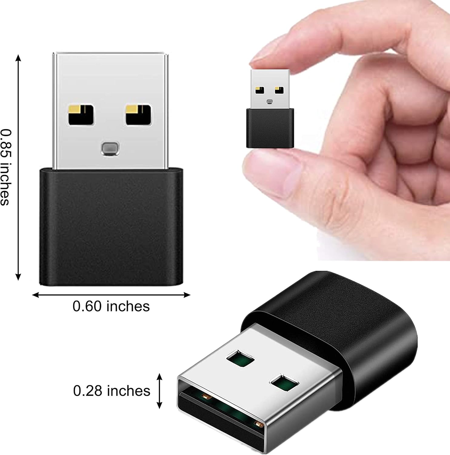 USB C Female to USB Male Adapter 4 Pack,USB C to USB Adapter Charger Cable for iPhone XR 11 12 Mini Pro Max,Airpods iPad,Google Pixel 5 4 4a 3 3A 2 XL,Samsung Galaxy Note 10 S20 Plus S21 Ultra（Black）