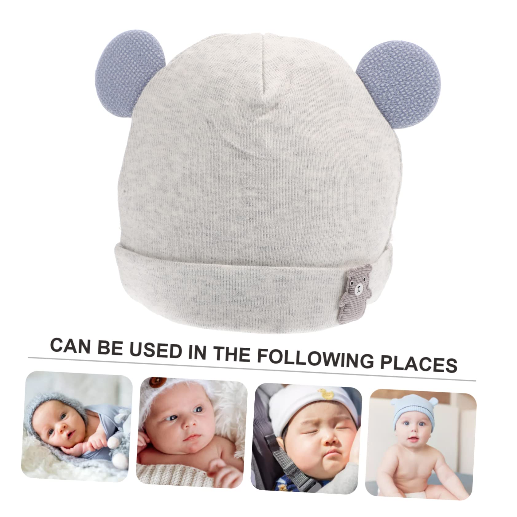 SHERCHPRY 5 Pezzi Infantili per Berretto Cappello Ragazze Neonata Copricapo Caldo Unisex Simpatico Orso Ragazzi Accessorio Bambino Dorme Copricapo di Cotone Orecchio Adorabile