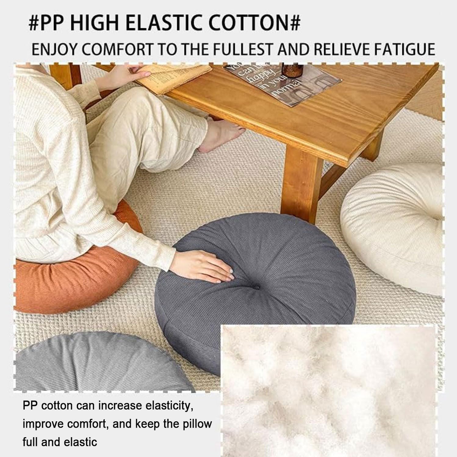 Cuscino da Pavimento Rotondo Cuscino Tatami Giapponese Seduta da Terra Pouf Morbido Spesso E di Supporto Adatto per Sedia Imbottito per Soggiorno Ufficio Sala(Orange,45CM-2PCS)