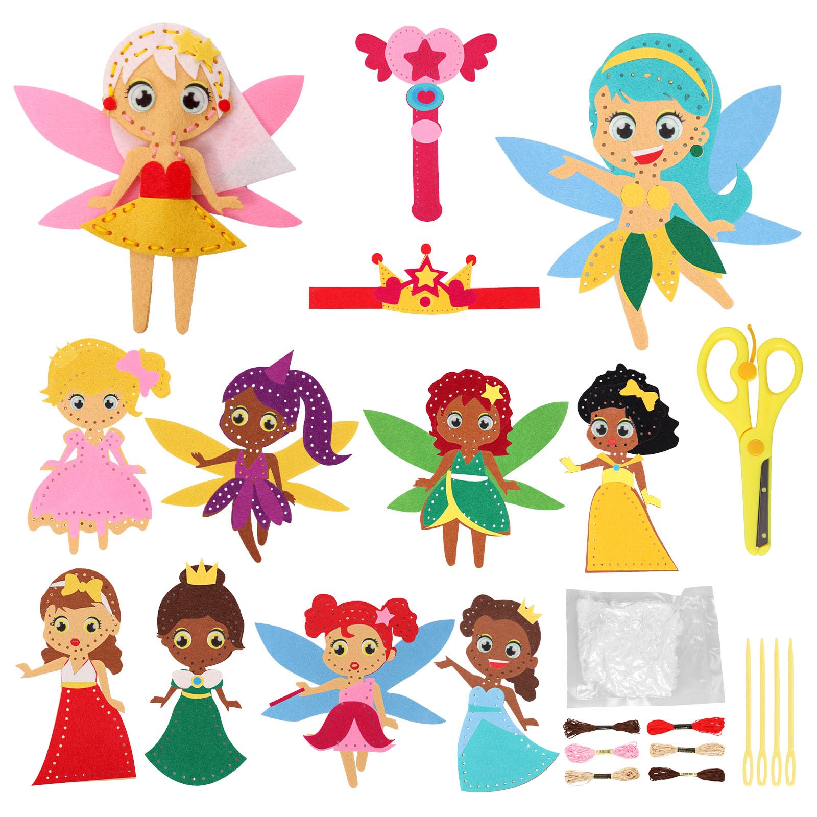shaojian Sewing Kit for Kids Beginner Arts and Crafts, My First Sewing Kit, Easy DIY Projects of Stuffed Animal Felt Craft, Educational Christmas Gifts Toys for Girls 5-12 Years Old(Girls)